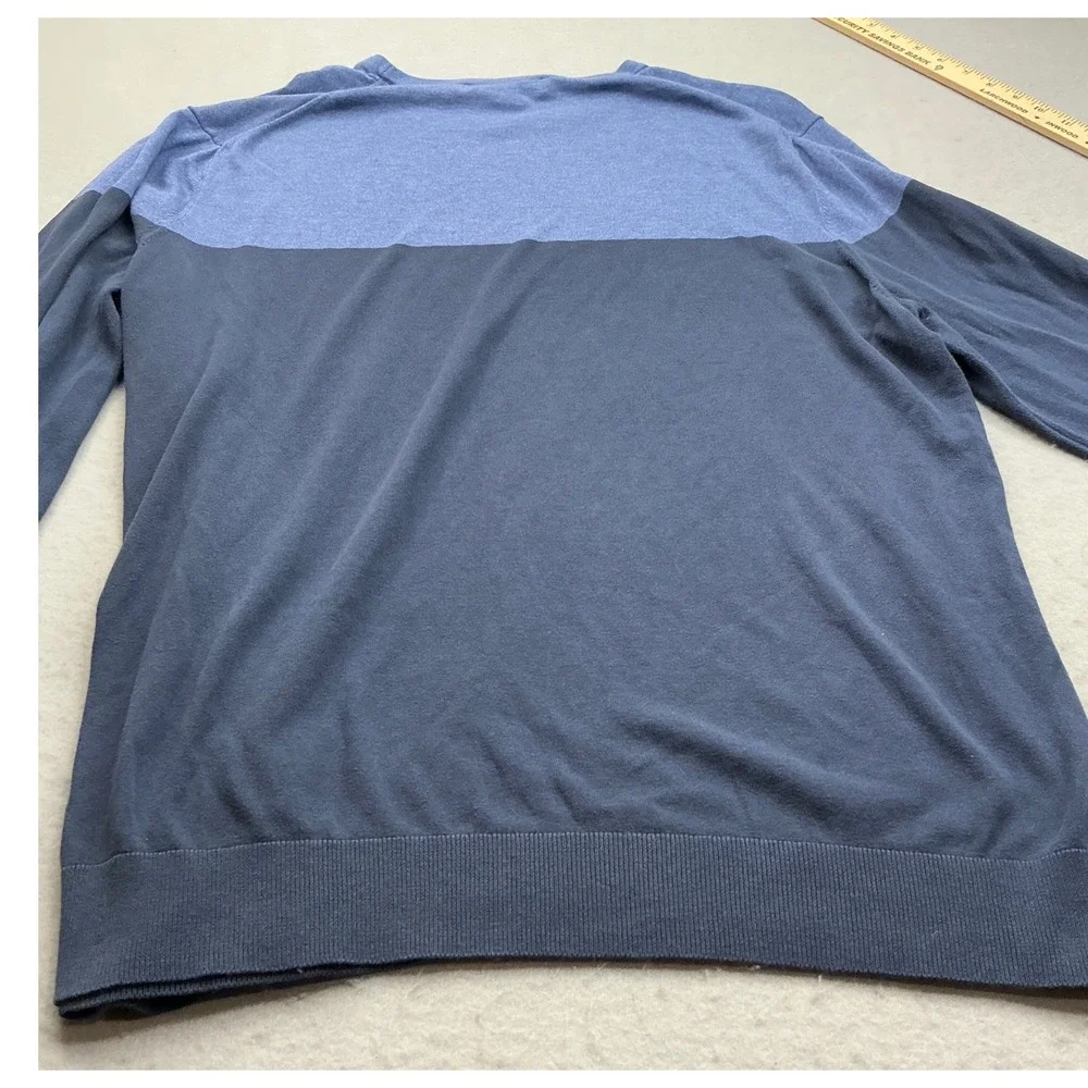 Brooks‎ Brothers Sweater Silk Cotton Color Block Blue XXL Italian Yarn Mens